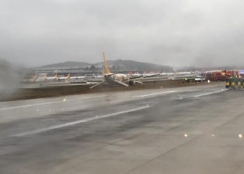 Pegasus uçağı pistten çıktı