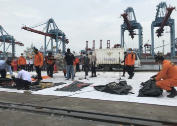 Endonezya’da düşen uçağın parçaları incelemede