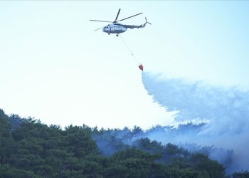 İzmir’deki yangına havadan müdahaleye yeniden başlandı