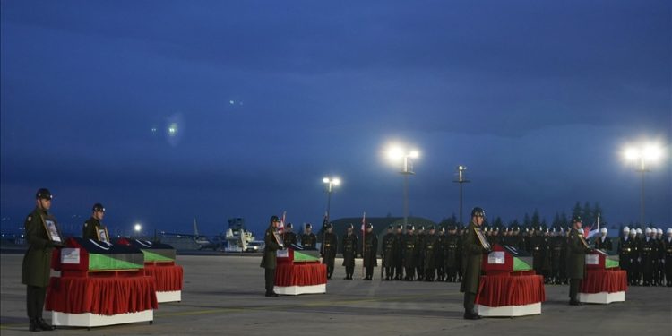 Libya askeri heyetinin naaşları törenle ülkesine gönderildi